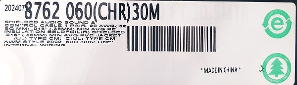 벨덴케이블 8762 BELDEN 라인 라벨 (Chrome 30m)